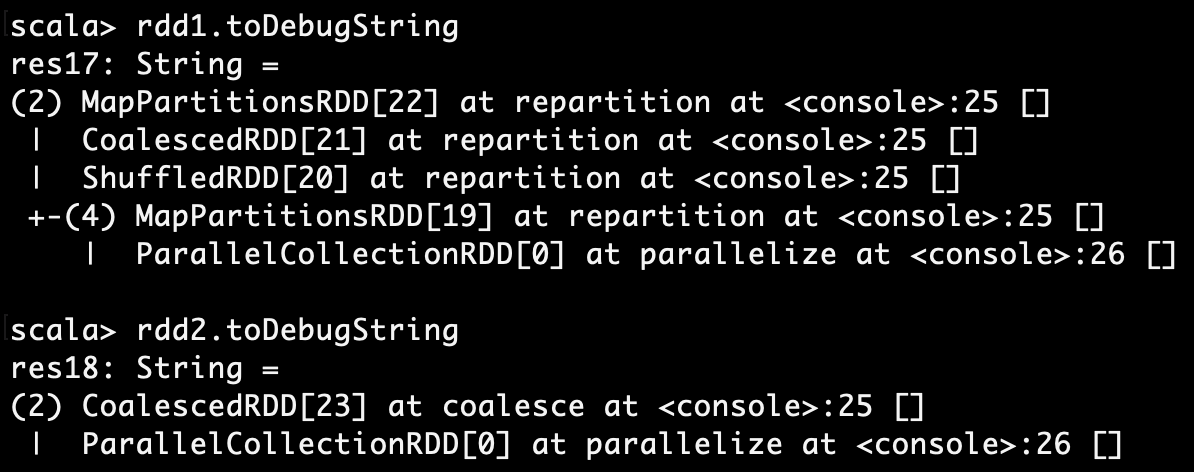 coalesce与repartition有着不同的执行计划 图片